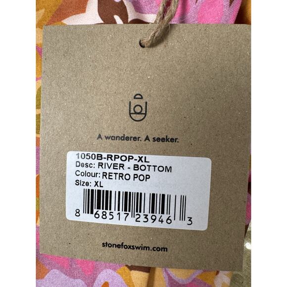 NWT Stone Fox Swim River Bottom Retro Pop XL Pink Floral Boho Hippie Modern XL - Picture 3 of 7